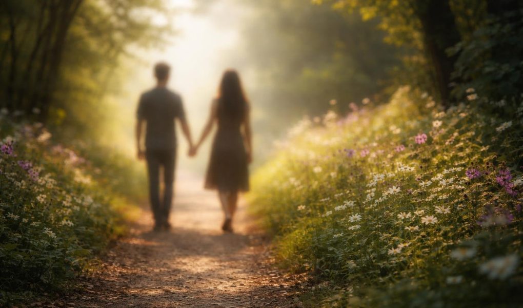 silhouettes-main-sentier-fleurs-verdure