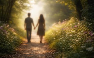 silhouettes-main-sentier-fleurs-verdure