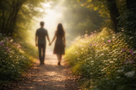 silhouettes-main-sentier-fleurs-verdure