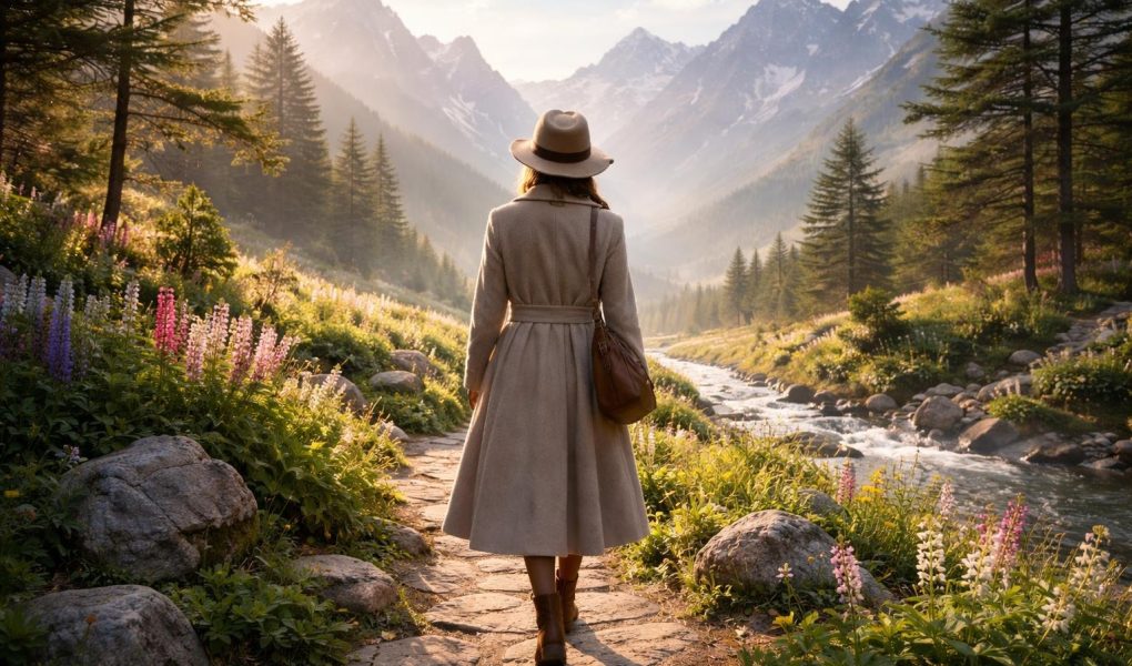 femme-marche-jardin-alpin-montagnes