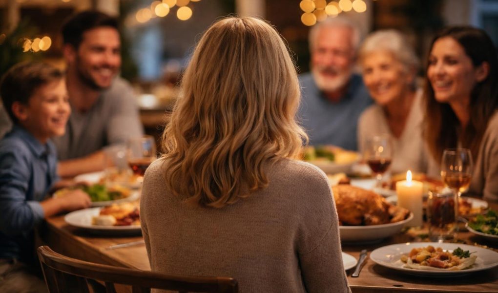 femme-blonde-table-famille-convivialité