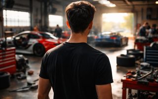 homme-dos-garage-voitures-sport