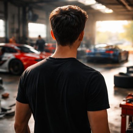 homme-dos-garage-voitures-sport