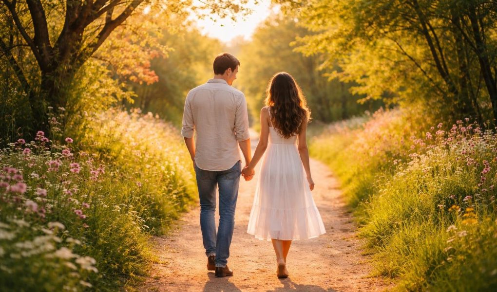 couple-main-sentier-campagne-soleil