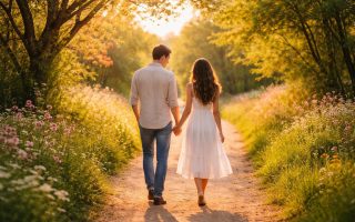 couple-main-sentier-campagne-soleil