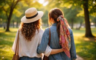 femmes-dos-parc-chapeau-foulard