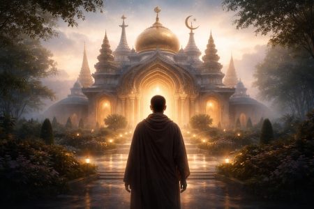 personnage-dos-lieu-culte-symbolique