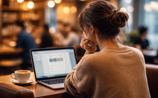 femme-cafe-ordinateur-portable animé