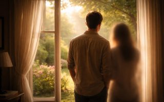 homme-fenetre-jardin-luxuriant-silhouette