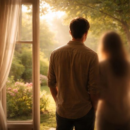 homme-fenetre-jardin-luxuriant-silhouette