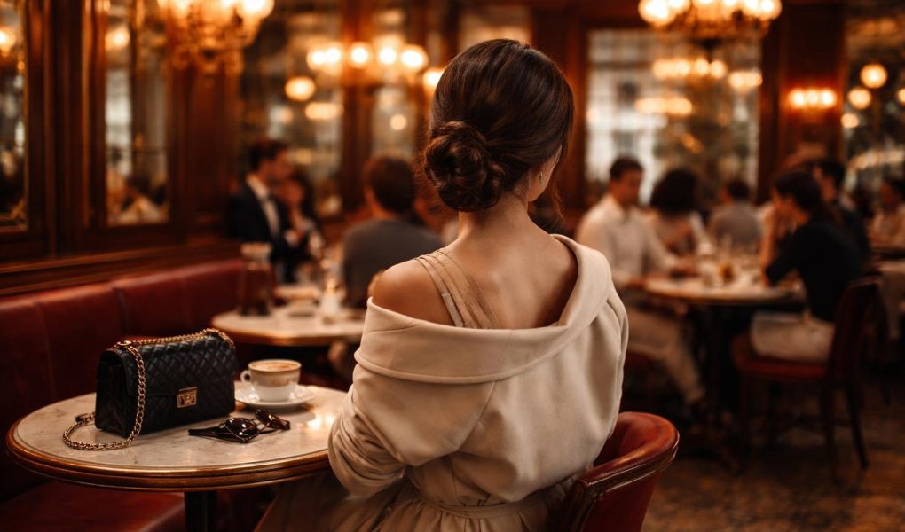 femme-cafe-parisien-boiseries-ambiance
