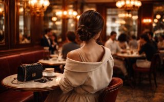 femme-cafe-parisien-boiseries-ambiance