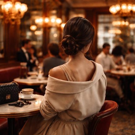 femme-cafe-parisien-boiseries-ambiance
