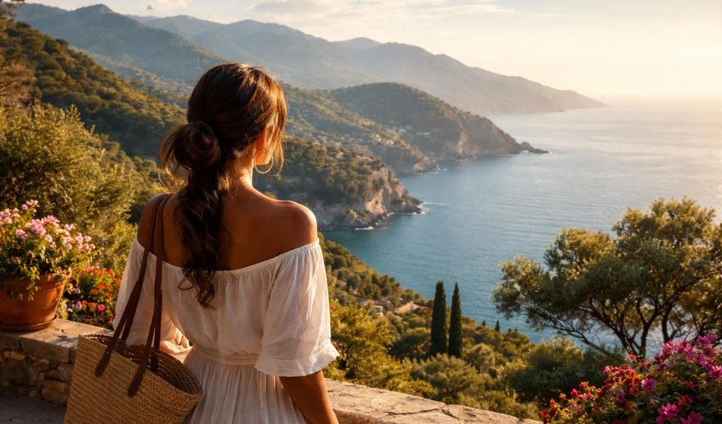 femme-mediterraneenne-paysage-cotier-mer-bleue