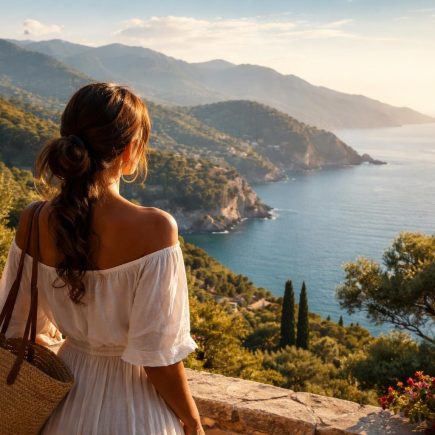 femme-mediterraneenne-paysage-cotier-mer-bleue