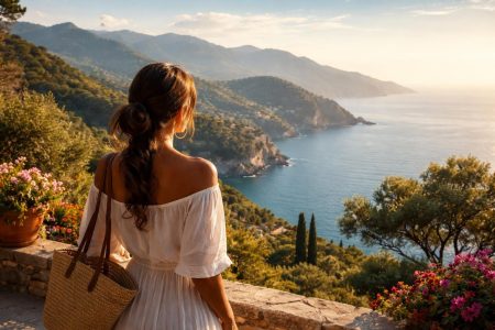 femme-mediterraneenne-paysage-cotier-mer-bleue