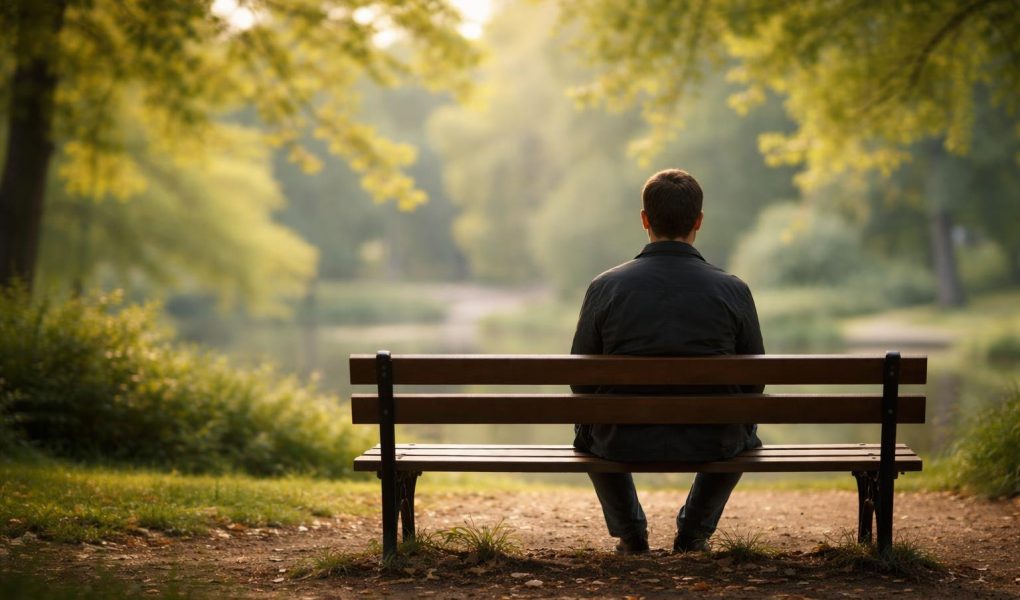homme-assis-banc-parc-nature