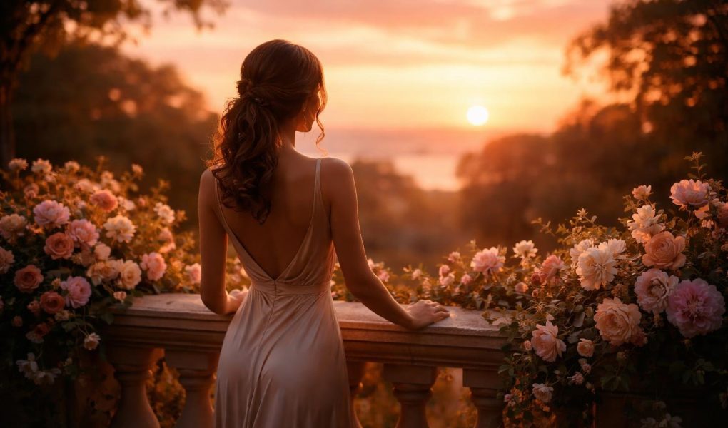 femme-elegante-coucher-soleil-terrasse