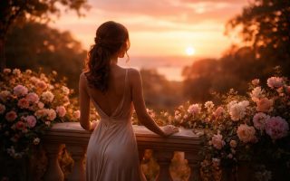 femme-elegante-coucher-soleil-terrasse