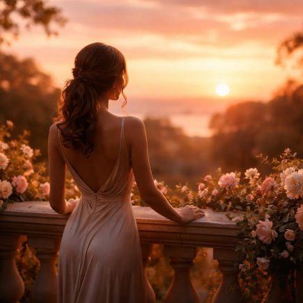 femme-elegante-coucher-soleil-terrasse