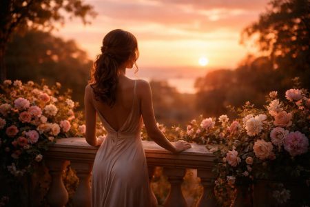 femme-elegante-coucher-soleil-terrasse